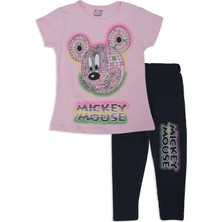 Bebelop Kız Çocuk Kareli Mickey Mouse Baskılı Alt Üst Eşofman Takımı