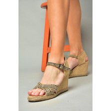 Fox Shoes S241414004 Siyah Kumaş Simli Dolgu Topuklu Kadın Ayakkabı
