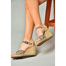 Fox Shoes S241414004 Siyah Kumaş Simli Dolgu Topuklu Kadın Ayakkabı