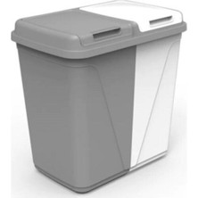 Tekno Trust Plastik Violet Kirli Çamaşır Sepeti Soft Iki Bölmeli Duo Colormatik 45+45 Lt Gri