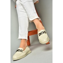 Fox Shoes P555081103 Bej  Deri Düz Ayakkabı