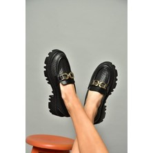 Fox Shoes S250242609 Siyah Kalın Tabalı Kadın Ayakkabı