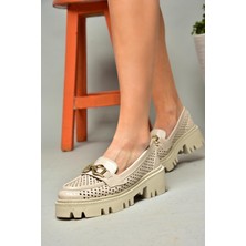 Fox Shoes S250242609 Bej Kalın Tabalı Kadın Ayakkabı