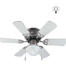 Kendal Vanti KCF278 60W 30 Inç Ahşap Beyaz 6 Kanatlı Lambalı Avizeli Ipli Tavan Vantilatörü