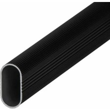 Dizaynaks Mat Siyah Oval Gardırop Askı Borusu + Flanş