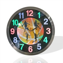 M3 Decorium Tüm Gece Karanlıkta Görünen Işıklı Fosforlu LED Lambalı 40 cm Metal Aluminyum Kasa Camlı Duvar Saati