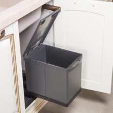 Dizaynaks Antrasit Dolap Içi Raylı Mat Siyah Çöp Kovası 16 Litre Otomatik