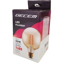 Gecem 6W G95 Rustik LED Filamentli Ampul Sarı Işık 660 Lümen 2li Paket