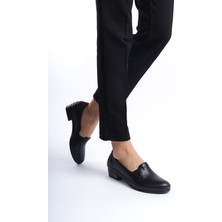 Tamdabu Ayakkabı  Deri Anatomik Taban Comfort Siyah Kadın Ayakkabı TMD202465