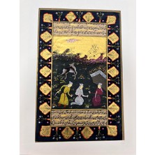 Kampta Sohbet Adlı El Yapımı Minyatür Resim 28,5X18 cm