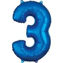 Organizasyon Pazarı 34 inç 3 Mavi Renk Rakam Folyo Balon