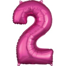 Organizasyon Pazarı 34 inç 2 Pembe Renk Rakam Folyo Balon