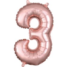 Organizasyon Pazarı 34 inç 3 Rose Gold Renk Rakam Folyo Balon