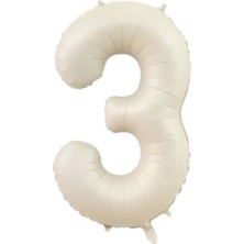 Organizasyon Pazarı 34 inç 3 Krem Renk Rakam Folyo Balon