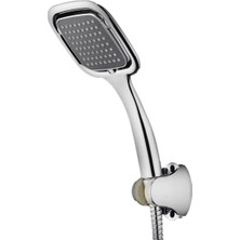 YDGR 3 Lü Set Siyah Kare Banyo Duş Seti Hortum Mafsal ve Başlık Set