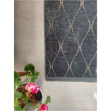 Saten Halı Iskandinav Desenli Şönil Kilim Kaydırmaz Dokuma Pamuk Taban Beyaz Halı Salon Oturma Odası Koridor