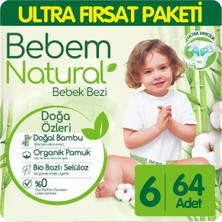 Bebem Natural Bebek Bezi Ultra Fırsat Paketi 6 Beden 64 Adet