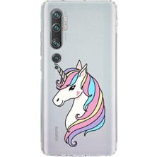 PrintiFy Xiaomi Mi Note 10 Pro Kamera Korumalı Kapak Unicorn Tasarımlı Şeffaf Kılıf