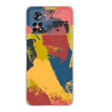 PrintiFy Xiaomi Poco X4 Pro Kamera Korumalı Kapak Brushstroke Tasarımlı Şeffaf Kılıf