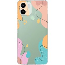 PrintiFy Redmi A1 Plus Uyumlu Kamera Korumalı Kapak Karışık Renkler Tasarımlı Şeffaf Kılıf