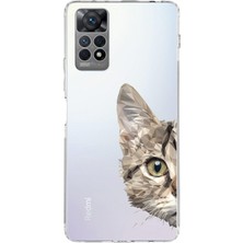 PrintiFy Xiaomi Redmi Note 11 Pro 5g Uyumlu Kamera Korumalı Kapak Catface Tasarımlı Şeffaf Kılıf