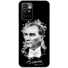 PrintiFy Redmi 10 Uyumlu Kamera Korumalı Kapak Atatürk Tasarımlı Şeffaf Silikon Kılıf