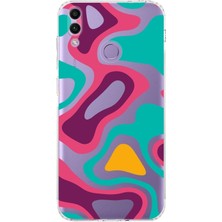 PrintiFy Huawei Honor 8c Kamera Korumalı Kapak Renkli Desen Tasarımlı Şeffaf Kılıf
