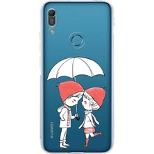 PrintiFy Huawei Y6 Pro 2019 Uyumlu Kamera Korumalı Kapak Aşk Tasarımlı Şeffaf Kılıf