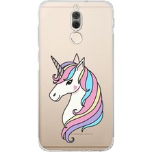 PrintiFy Huawei Mate 10 Lite Uyumlu Kamera Korumalı Kapak Unicorn Tasarımlı Şeffaf Kılıf