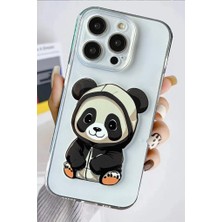 3gen Case Apple iPhone 15 Pro Uyumlu Sevimli Pandalar Desenli Şeffaf Silikon Kılıf