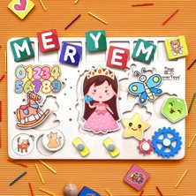 Clever Toys Clevertoys Kız Çocuk Eğitici Oyuncak Kişiselleştirilebilir. Montessori Tak Çıkar Ahşap Puzzle Yapboz Puzzle