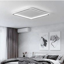 Zr Aydınlatma Siyah 80X80CM Kare 3 Işık Rengi, kumandalı LED Tavan Lambası, avize, modern Aydınlatma, Dekoratif Işık