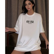 Amor Man Büyük Beden Japon Motto Limits Baskılıoversize Kadın T-Shırt