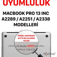 Novstrap Apple MacBook Pro M1 M2 13 Inç A2338 ile Uyumlu Simli Kılıf + Siyah Klavye Kılıfı + Film