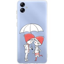 PrintiFy Samsung Galaxy A04E Uyumlu Kapak Aşk Tasarımlı Şeffaf Süper Silikon Kılıf