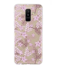 PrintiFy Samsung Galaxy A6 Plus (2018) Uyumlu Kapak Floral Pudra Tasarımlı Şeffaf Süper Silikon Kılıf