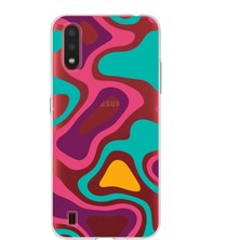 PrintiFy Samsung Galaxy A01 Kapak Renkli Desen Tasarımlı Şeffaf Süper Silikon Kılıf