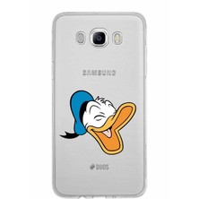 PrintiFy Samsung Galaxy J7 2016 Kapak Donald Duck Tasarımlı Şeffaf Süper Silikon Kılıf