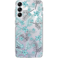 PrintiFy Samsung Galaxy A14 Kamera Korumalı Kapak Floral Su Yeşili Tasarımlı Şeffaf Süper Silikon Kılıf