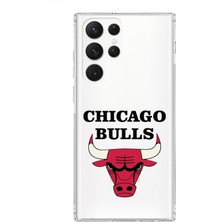 PrintiFy Samsung Galaxy S23 Ultra Uyumlu Kamera Korumalı Kapak Chicago Bulls Tasarımlı Şeffaf Süper Silikon Kılıf