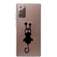 PrintiFy Samsung Galaxy Note 20 Kapak Mandala Kedi Tasarımlı Şeffaf Süper Silikon Kılıf