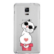 PrintiFy Samsung Galaxy Note 4 Kapak Cool Cat Tasarımlı Şeffaf Süper Silikon Kılıf