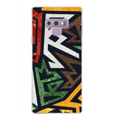 PrintiFy Samsung Galaxy Note 9 Kapak Soyut Grafiti Tasarımlı Şeffaf Süper Silikon Kılıf