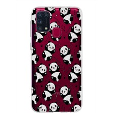 PrintiFy Samsung Galaxy M31 Kapak Panda Tasarımlı Şeffaf Süper Silikon Kılıf