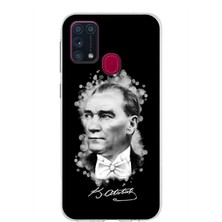 PrintiFy Samsung Galaxy M31 Kapak Atatürk Tasarımlı Şeffaf Süper Silikon Kılıf