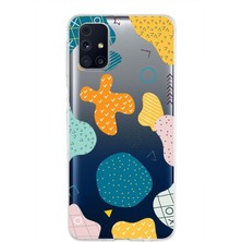 PrintiFy Samsung Galaxy M31S Kapak Geometrik Şekiller Tasarımlı Şeffaf Süper Silikon Kılıf