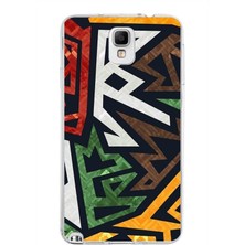 PrintiFy Samsung Galaxy Note 3 Kapak Soyut Grafiti Tasarımlı Şeffaf Süper Silikon Kılıf