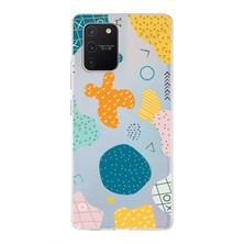 PrintiFy Samsung Galaxy S10 Lite Uyumlu Kapak Geometrik Şekiller Tasarımlı Şeffaf Süper Silikon Kılıf