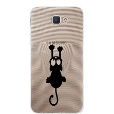 PrintiFy Samsung Galaxy J5 Prime Kapak Mandala Kedi Tasarımlı Şeffaf Süper Silikon Kılıf