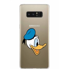 PrintiFy Samsung Galaxy Note 8 Kapak Donald Duck Tasarımlı Şeffaf Süper Silikon Kılıf